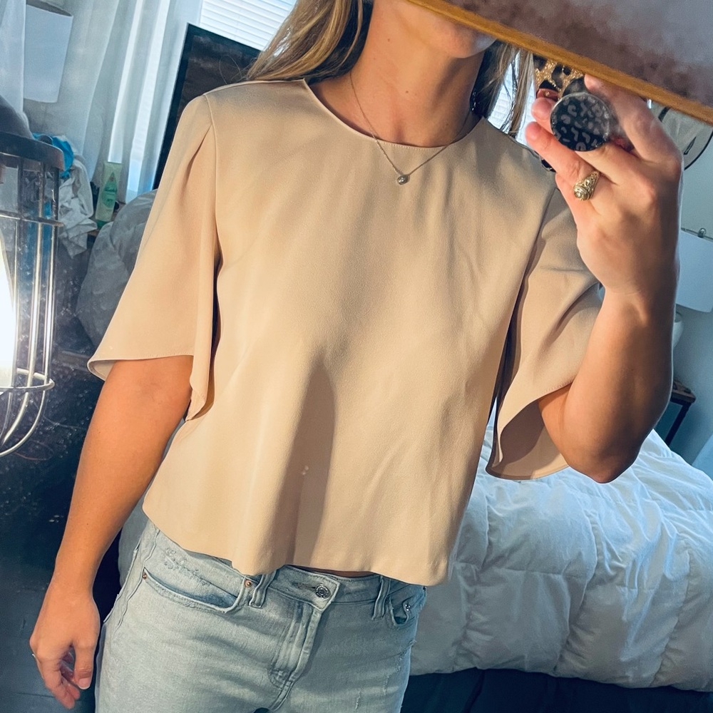 Zara beige semi crop/blouse